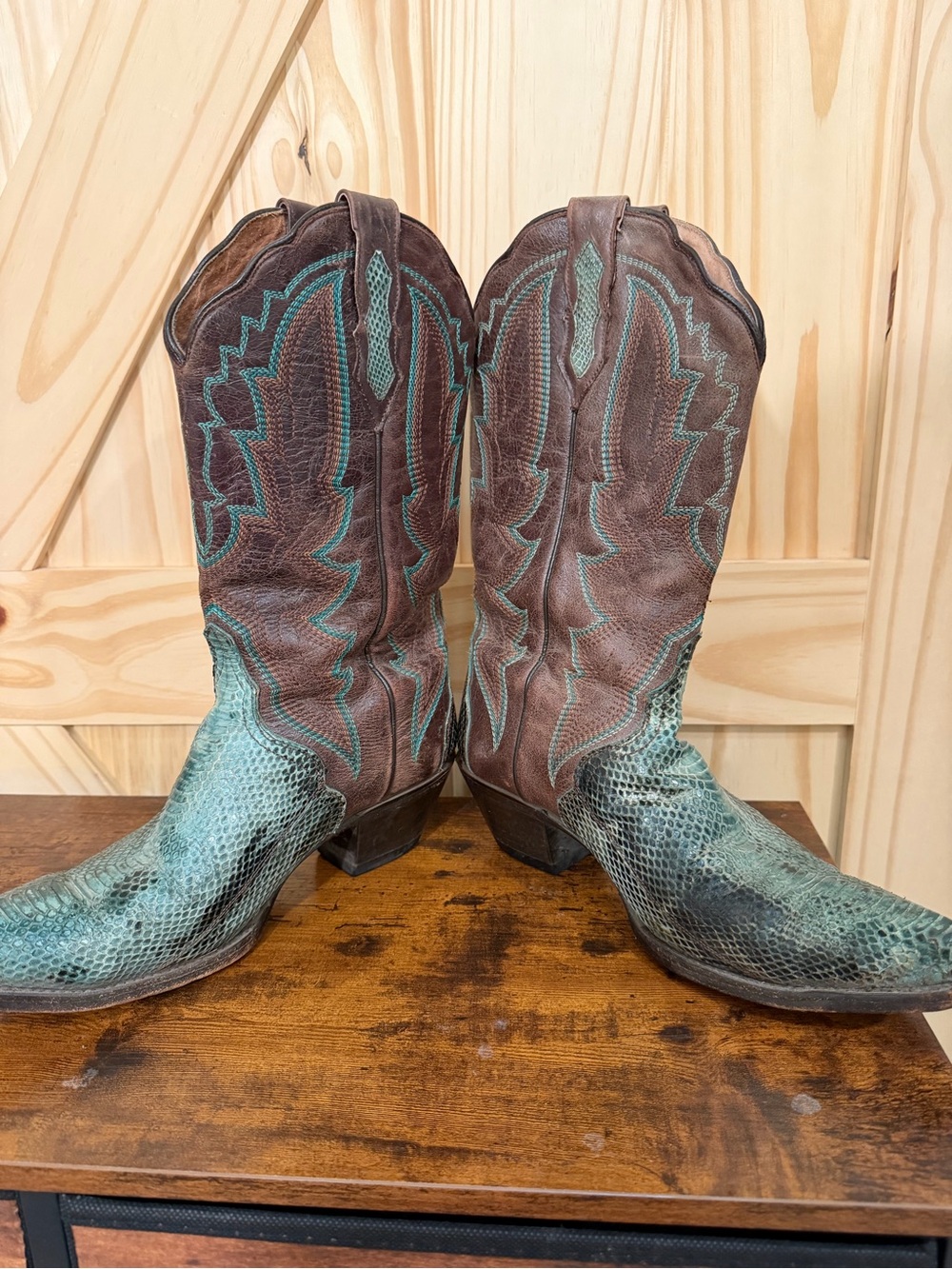 Exotic Dan Post Drifter DP3007 Turquoise Teju Lizard Cowboy Boots Women’s 9 M